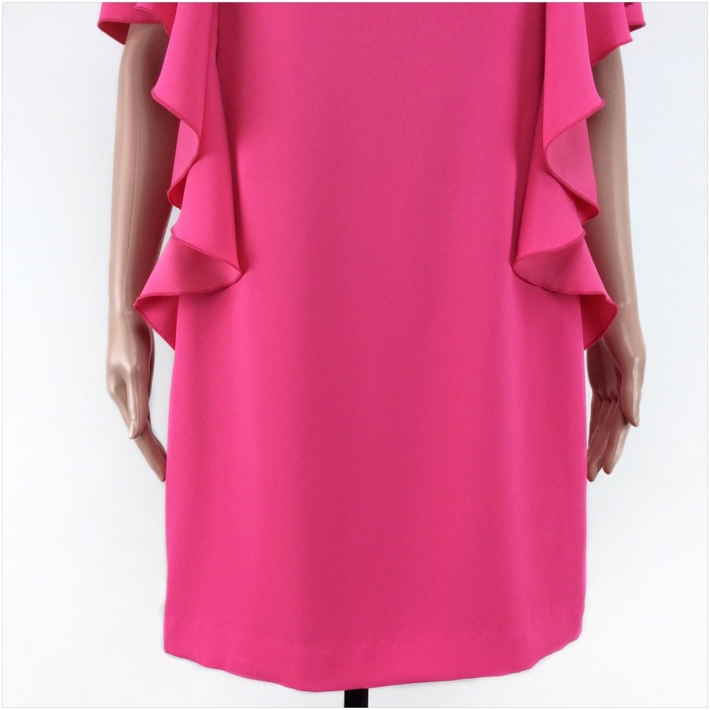 Bright Pink Shift Ruffled Shift Dress Size 4 - Picture 4 of 8
